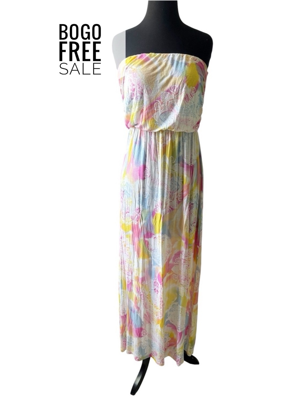 Full Circle Trends Pastel Multicolor Strapless Maxi Dress